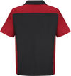 An image of a Custom Red Kap Short Sleeve Woven Crew Shirt in Black/Red!