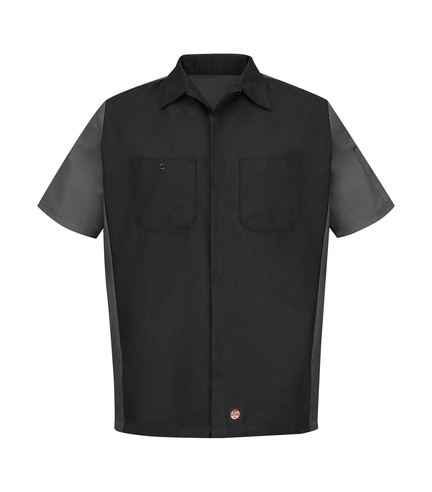 Red Kap Short Sleeve Woven Crew Shirt in Black/Charcoal