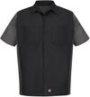 Am image of a Custom Red Kap Short Sleeve Woven Crew Shirt in Black/Charcoal!