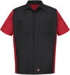An image of a Custom Red Kap Short Sleeve Woven Crew Shirt in Black/Red!