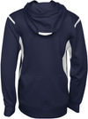 Am image of a Custom ATC Ptech Fleece Varcity Hooded Youth Sweatshirt in True Navy/White!