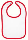 Am image of a Custom Rabbit Skins Terry Snap Bib in White/ Red!