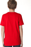 Am image of a Custom Next Level Youth Boys' Cotton Crew in Red!