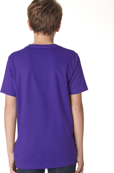 Am image of a Custom Next Level Youth Boys' Cotton Crew in Purple Rush!