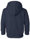 Am image of a Custom Rabbit Skins Toddler Pullover Fleece Hoodie in Navy!