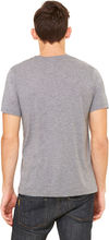 Am image of a Custom Bella and Canvas Unisex Triblend V Neck T Shirt in Grey Triblend!