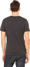 Am image of a Custom Bella and Canvas Unisex Triblend V Neck T Shirt in Char-black Trib!