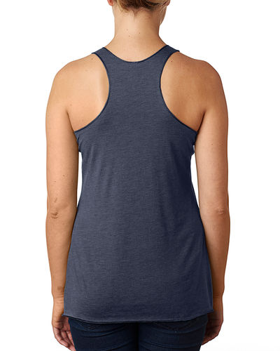 Am image of a Custom Next Level Ladies Tri Blend Racerback Tank in Indigo!