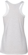 Am image of a Custom Next Level Ladies Tri Blend Racerback Tank in Heather White!