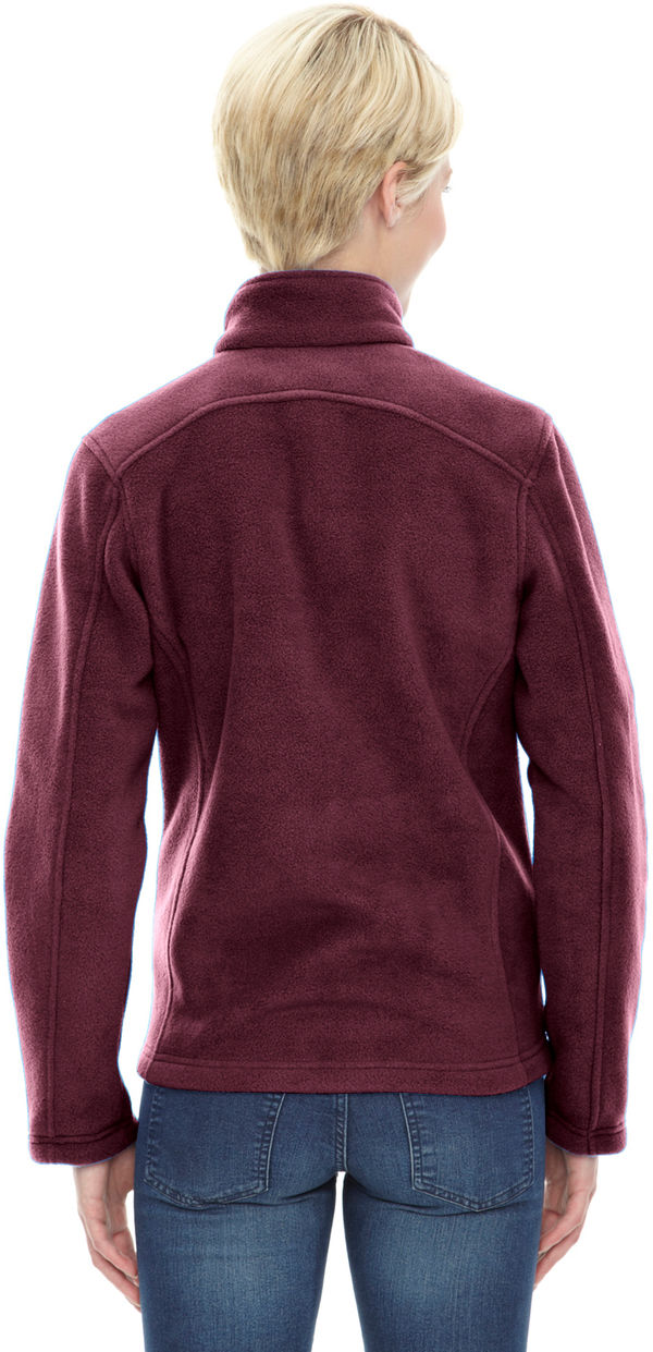 Am image of a Custom Core 365 Ladies' Journey Fleece Jacket in Burgundy!