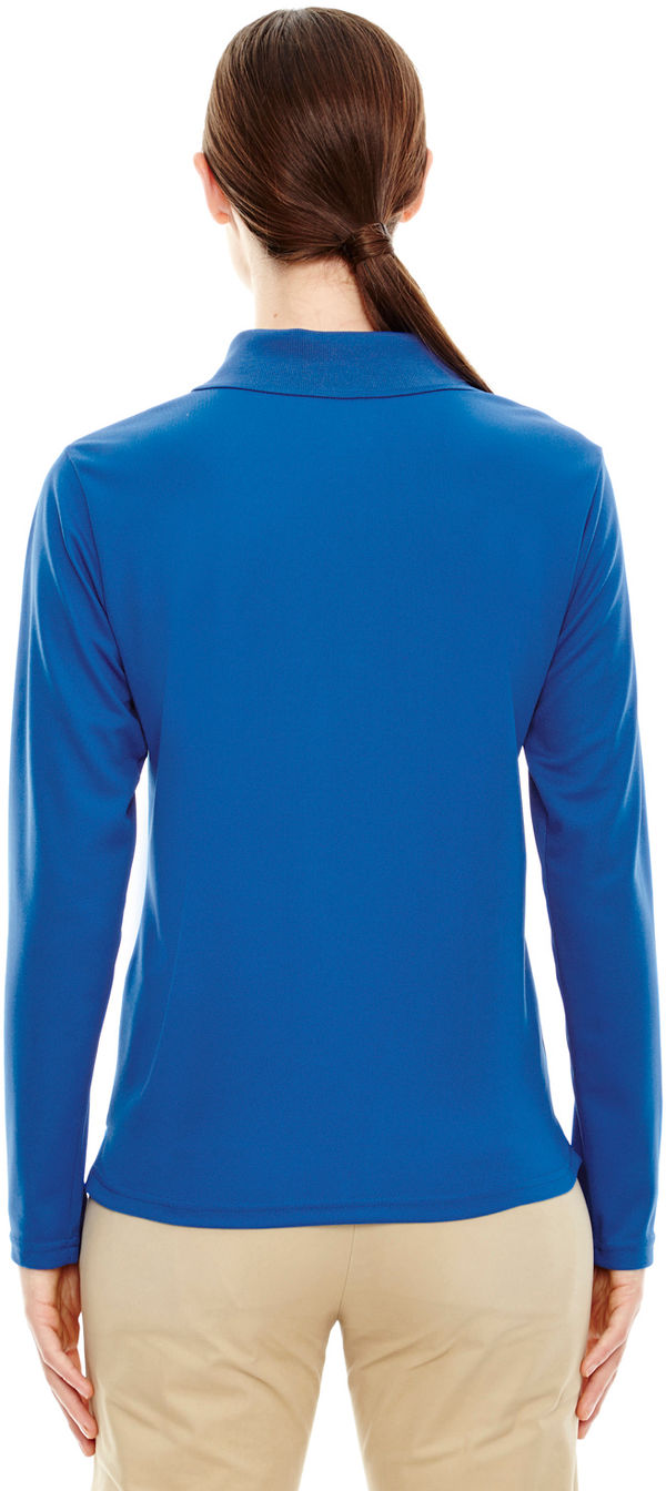Am image of a Custom Core 365 Ladies' Pinnacle Performance Long Sleeve Pique Polo in True Royal 438!