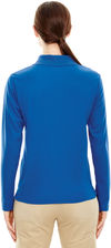 Am image of a Custom Core 365 Ladies' Pinnacle Performance Long Sleeve Pique Polo in True Royal 438!