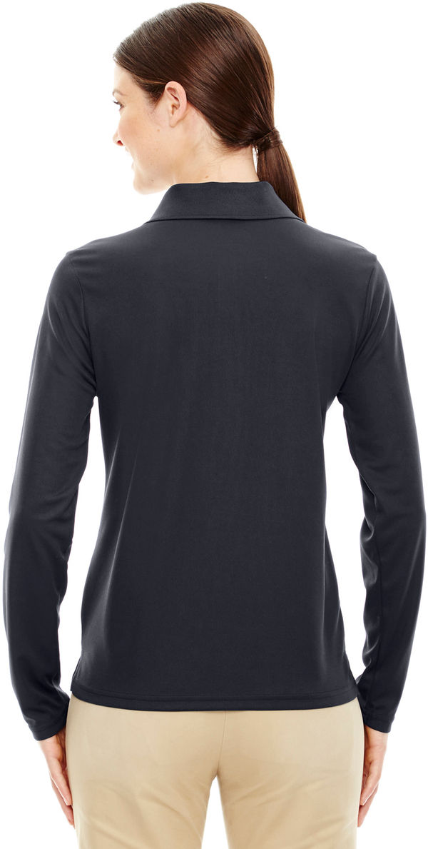Am image of a Custom Core 365 Ladies' Pinnacle Performance Long Sleeve Pique Polo in Carbon 456!