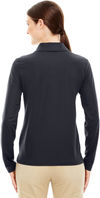 Am image of a Custom Core 365 Ladies' Pinnacle Performance Long Sleeve Pique Polo in Carbon 456!
