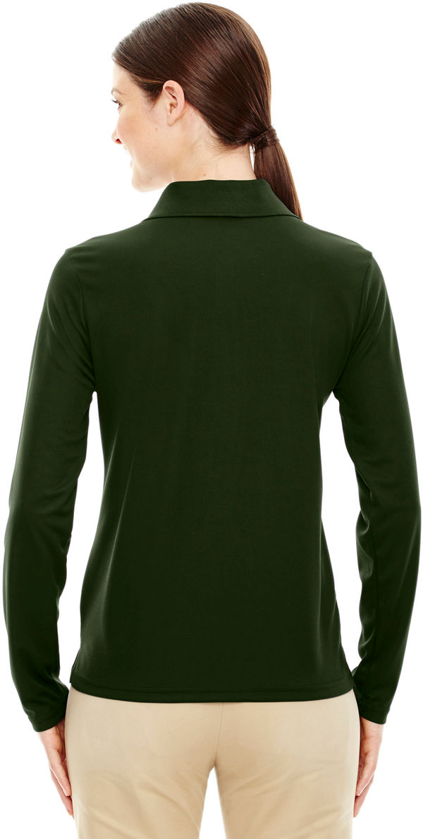 Am image of a Custom Core 365 Ladies' Pinnacle Performance Long Sleeve Pique Polo in Forest 630!