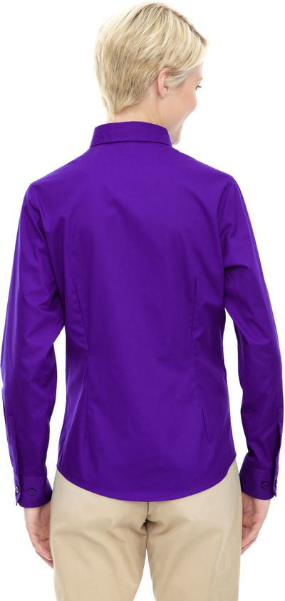 Am image of a Custom Core 365 Ladies' Operate Long Sleeve Twill Shirt in Campus Prple 427!
