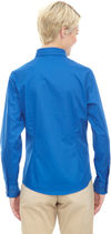 Am image of a Custom Core 365 Ladies' Operate Long Sleeve Twill Shirt in True Royal 438!