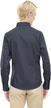 Am image of a Custom Core 365 Ladies' Operate Long Sleeve Twill Shirt in Carbon 456!