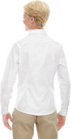 Am image of a Custom Core 365 Ladies' Operate Long Sleeve Twill Shirt in White 701!