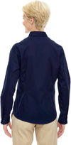 An image of a Custom Core 365 Ladies' Operate Long Sleeve Twill Shirt in Classic Navy!