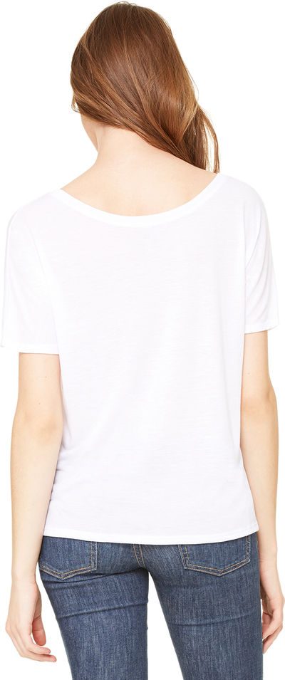 Am image of a Custom Bella and Canvas Ladies' Slouchy Scoop Neck T Shirt in White!