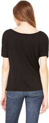 Am image of a Custom Bella and Canvas Ladies' Slouchy Scoop Neck T Shirt in Black!