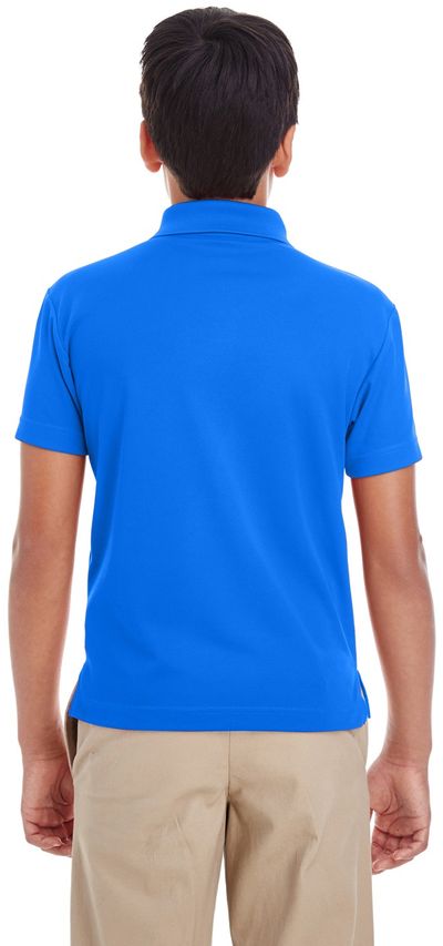 Am image of a Custom Core 365 Youth Origin Performance Pique Polo in True Royal!
