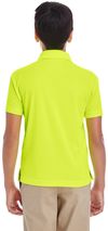 Am image of a Custom Core 365 Youth Origin Performance Pique Polo in Safty Yellow!
