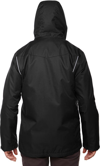 Am image of a Custom Core 365 Men's Region 3 in 1 Jacket with Fleece Liner in Black!