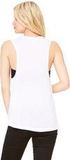 Am image of a Custom Bella and Canvas Ladies' Flowy Scoop Muscle Tank in White!