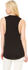 Am image of a Custom Bella and Canvas Ladies' Flowy Scoop Muscle Tank in Black!
