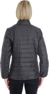 Am image of a Custom Core 365 Ladies' Prevail Packable Puffer Jacket in Carbon!