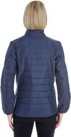 Am image of a Custom Core 365 Ladies' Prevail Packable Puffer Jacket in Classic Navy!