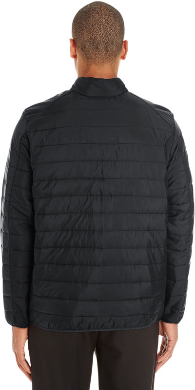 Am image of a Custom Core 365 Men's Prevail Packable Puffer in Black!