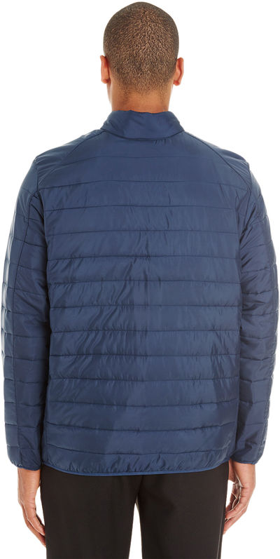 Am image of a Custom Core 365 Men's Prevail Packable Puffer in Classic Navy!