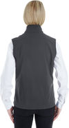 Am image of a Custom Core 365 Ladies' Cruise Two Layer Fleece Bonded Soft Shell Vest in Carbon!