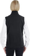 Am image of a Custom Core 365 Ladies' Cruise Two Layer Fleece Bonded Soft Shell Vest in Black!