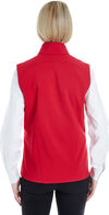 Am image of a Custom Core 365 Ladies' Cruise Two Layer Fleece Bonded Soft Shell Vest in Classic Red!