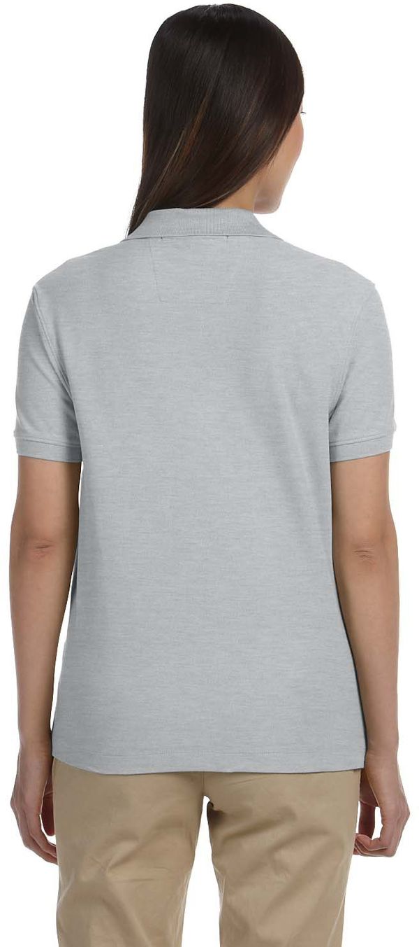 An image of a Custom Devon & Jones Ladies' Pima Pique Short Sleeve Y Collar Polo in Grey Heather!