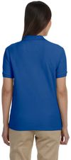 An image of a Custom Devon & Jones Ladies' Pima Pique Short Sleeve Y Collar Polo in True Royal!