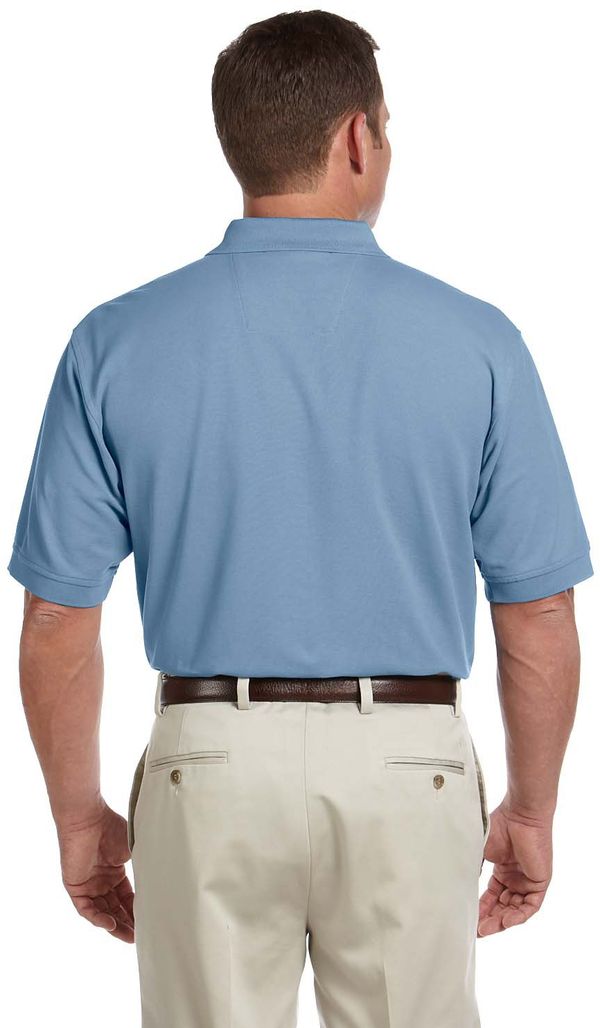 Am image of a Custom Devon and Jones Men's Pima Pique Short Sleeve Polo in Slate Blue!