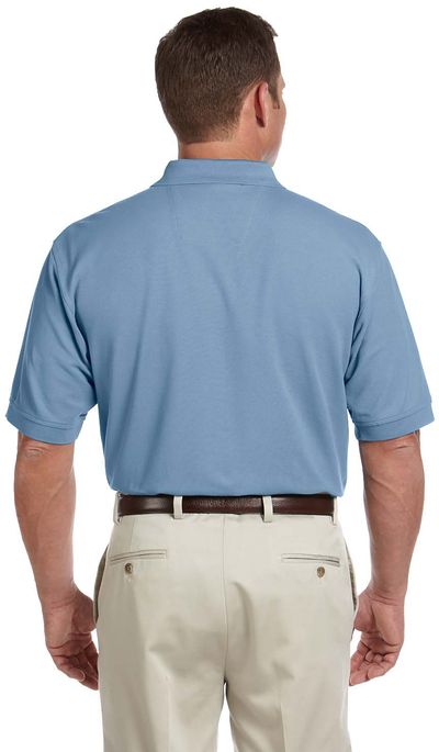 Am image of a Custom Devon and Jones Men's Pima Pique Short Sleeve Polo in Slate Blue!