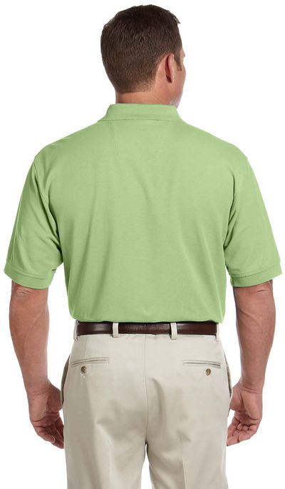 Am image of a Custom Devon and Jones Men's Pima Pique Short Sleeve Polo in Lime!