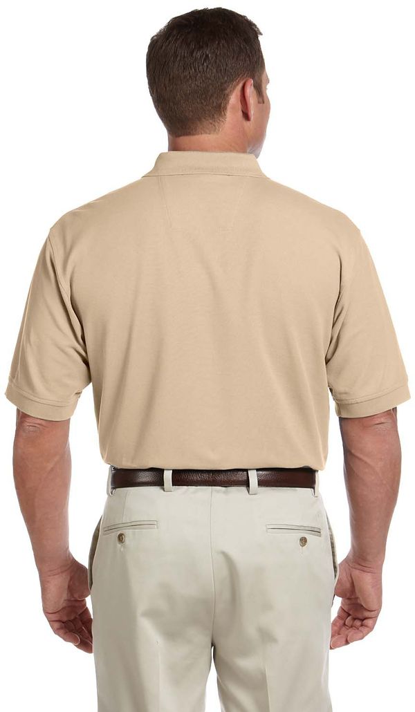 Am image of a Custom Devon and Jones Men's Pima Pique Short Sleeve Polo in Stone!