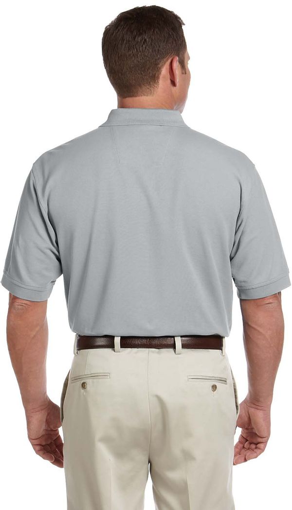 An image of a Custom Devon and Jones Men's Pima Pique Short Sleeve Polo in Grey Heather!