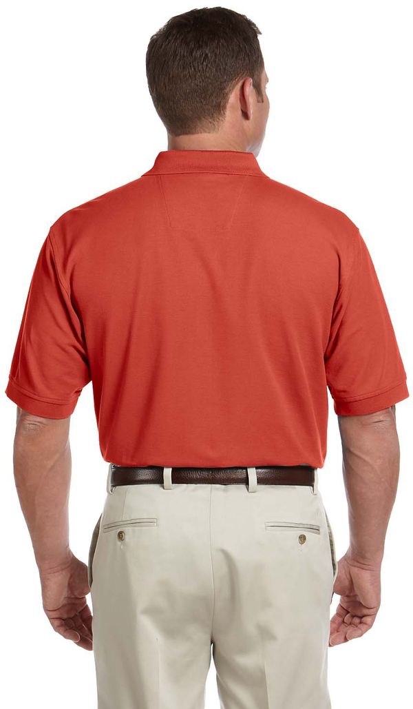 Am image of a Custom Devon and Jones Men's Pima Pique Short Sleeve Polo in Rust!
