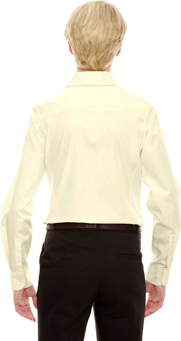 Am image of a Custom Devon & Jones Ladies' Crown Woven Collection Solid Oxford in Transprnt Yellow!