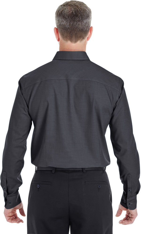 Am image of a Custom Devon & Jones Men's Crown Collection Royal Dobby Shirt in Black!