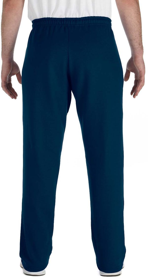 Am image of a Custom Gildan Heavy Blend Open Bottom Sweatpants in Navy!