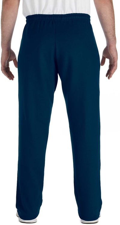 Am image of a Custom Gildan Heavy Blend Open Bottom Sweatpants in Navy!